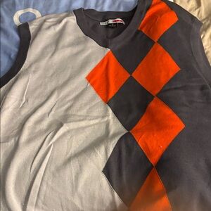 Grand Slam Gray and Orange Argyle Sweater Vest